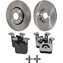 Rear Brake Disc and Pad Kit, Plain Surface, 5 Lugs, Organic, Cast Iron, Pro-Line Series