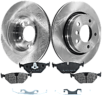 4-Piece Kit Rear Brake Disc and Pad Kit, Plain Surface, 5 Lugs, 293.88 mm, Semi-metallic, 2.8L 6Cyl, Pro-Line Series  Includes (2) Brake Disc and (1) Brake Pad Set