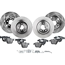 8-Piece Kit Front and Rear Brake Disc and Pad Kit, Plain Surface, 5 Lugs, Organic, Cast Iron, Pro-Line Series