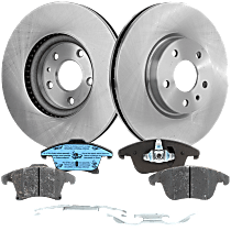 Front Brake Disc and Pad Kit, Plain Surface, 5 Lugs, Ceramic, Cast Iron, Pro-Line Series