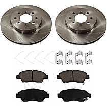 4-Piece Kit Front Brake Disc and Pad Kit, Plain Surface, 4 Lugs, Ceramic, EX-L, 1.5L 4Cyl, Pro-Line Series  Includes (2) Brake Disc and (1) Brake Pad Set