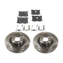 4-Piece Kit Front Brake Disc and Pad Kit, Plain Surface, 5 Lugs, Ceramic, Cast Iron, Pro-Line Series