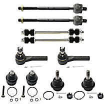 10-Piece Kit Front Suspension Kit, Includes (4) Ball Joint, (2) Sway Bar Link, and (4) Tie Rod End