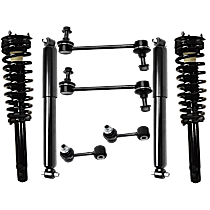 8-Piece Kit Front and Rear, Driver and Passenger Side Shock and Fully Loaded Strut, FWD, includes (4) Shock Absorber and Strut Assembly and (4) Sway Bar Link