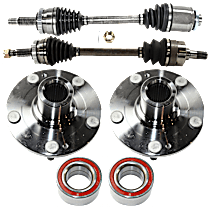 6-Piece Kit Front and Rear Suspension with Axle Assemblies, Wheel Bearings, and Wheel Hubs