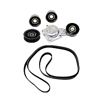 5-Piece Kit Accessory Belt Tensioner, FLEX, 8 Cyl 5.4L, includes (3) Accessory Belt Idler Pulley, (1) Accessory Belt Tensioner, and (1) Drive Belt
