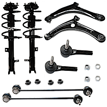 8-Piece Kit Suspension with Control Arms, Loaded Struts, Sway Bar Links, and Tie Rod Ends