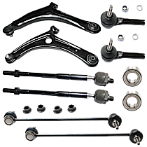 10-Piece Kit Front, Driver and Passenger Side Suspension Kit, Includes (2) Control Arm, (2) Sway Bar Link, (4) Tie Rod End, and (2) Wheel Bearing