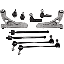 10-Piece Kit Front Suspension Kit with Ball Joints, Control Arms, Sway Bar Links, and Tie Rod Ends