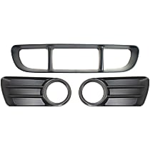 3-Piece Kit Front, Center Bumper Grille, Black, Includes (1) Bumper Grille and (2) Fog Light Trim