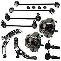 10-Piece Kit Suspension with Control Arms, Sway Bar Links, Tie Rod Ends, and Wheel Hubs
