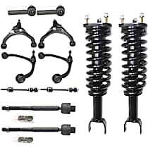 12-Piece Kit Front, Driver and Passenger Side, Upper and Lower Control Arms with Loaded Struts, Sway Bar Links, and Tie Rod Ends, All Wheel Drive/Four Wheel Drive