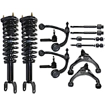 12-Piece Kit Front, Driver and Passenger Side, Upper and Lower Control Arm Kit, Includes (4) Control Arm, (2) Loaded Strut, (2) Sway Bar Link, and (4) Tie Rod End