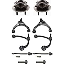10-Piece Kit Front, Driver and Passenger Side, Upper and Lower Control Arm, includes Tie Rod Ends and Wheel Hubs