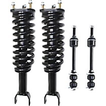 4-Piece Kit Front, Driver and Passenger Side Suspension with Loaded Struts and Sway Bar Links, Four Wheel Drive