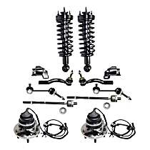12-Piece Kit Front, Driver and Passenger Side Suspension Kit,  Includes (2) Control Arm Bushing, (2) Loaded Strut, (2) Sway Bar Link, (4) Tie Rod End, and (2) Wheel Hub