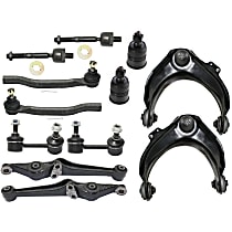 Front, Driver and Passenger Side Control Arm Kit, includes Ball Joints, Sway Bar Links, and Tie Rod Ends