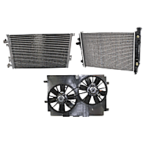3-Piece Kit A/C Condenser, 5.7L 8Cyl,  Includes (1) A/C Condenser, (1) Cooling Fan Assembly, and (1) Radiator