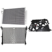 3-Piece Kit A/C Condenser, includes (1) A/C Condenser, (1) Cooling Fan Assembly and (1) Radiator, 2.4L/3.0L/3.5L/3.6L Eng., 4 and 6 Cyl.