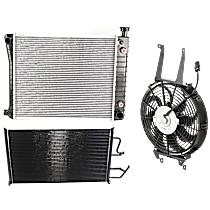 3-Piece Kit A/C Condenser, includes (1) A/C Condenser, (1) Cooling Fan Assembly and (1) Radiator, 4.3L Eng., 6 Cyl.