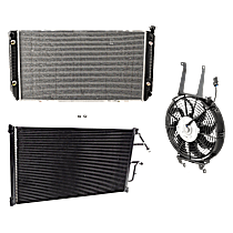 3-Piece Kit A/C Condenser, 7.4L 8Cyl,  Includes (1) A/C Condenser, (1) Cooling Fan Assembly, and (1) Radiator