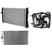 3-Piece Kit A/C Condenser, 2.2L 4Cyl,  Includes (1) A/C Condenser, (1) Cooling Fan Assembly, and (1) Radiator