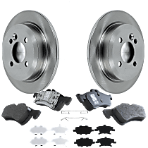 Rear Brake Disc and Pad Kit Plain Surface, 4 Lugs, Cast Iron, Semi-Metallic Pad Material, Pro-Line Series