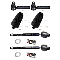 6-Piece Kit Front, Driver and Passenger Side, Inner and Outer Tie Rod End with Steering Rack Boots