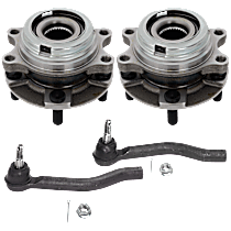 4-Piece Kit Front, Driver and Passenger Side Suspension Kit, Includes (2) Tie Rod End and (2) Wheel Hub