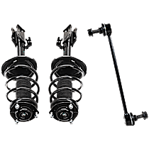 4-Piece Kit Front, Driver and Passenger Side Fully Loaded Strut, FWD, includes (2) Shock Absorber and Strut Assembly and (2) Sway Bar Link
