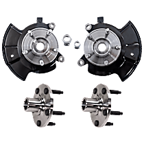 4-Piece Kit Front, Driver and Passenger Side Steering Knuckle, AWD/FWD, With Bearing, With Dust Shield, Includes (2) Knuckle and (2) Wheel Hub Repair Kit