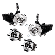 4-Piece Kit Front, Driver and Passenger Side Loaded Knuckle, Without Backing Plate, With Bearing, Includes (2) Knuckle and (2) Wheel Hub