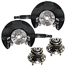 4-Piece Kit Front, Driver and Passenger Side Loaded Knuckle With Backing Plate, With Bearing,  Includes (2) Knuckle and (2) Wheel Hub