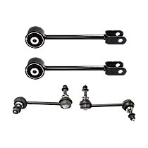 4-Piece Kit Rear, Driver and Passenger Side Trailing Arm, Bushing, includes (2) Sway Bar Link and (2) Trailing Arm