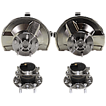 4-Piece Kit Front and Rear, Driver and Passenger Side FWD, With Rear Disc Brake, Loaded Knuckle, With Backing Plate, With Bearing, Includes (2) Knuckle and (2) Wheel Hub