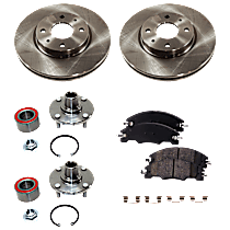 Front Brake Disc and Pad Kit, Plain Surface, 4 Lugs