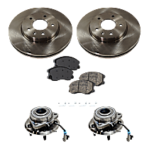 Front, Driver and Passenger Side Wheel Hub, 5 Lugs, With Bearing