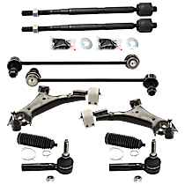 10-Piece Kit Front, Driver and Passenger Side, Inner and Outer, Lower Control Arms, Includes (2) Control Arm, (2) Steering Rack Boot, (2) Sway Bar Link, and (4) Tie Rod End