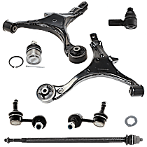 7-Piece Kit Control Arm,  Includes (1) Ball Joint, (2) Control Arm, (2) Sway Bar Link, and (2) Tie Rod End - 