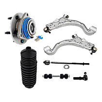 7-Piece Kit Control Arm with Steering Rack Boot, Sway Bar Link, Tie Rod Ends, and Wheel Hub