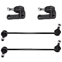 4-Piece Kit Front, Driver and Passenger Side, Upper Ball Joint, includes (2) Ball Joint, (2) Sway Bar Link, and (2) Tie Rod End