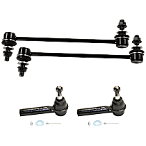 4-Piece Kit Front, Driver and Passenger Side, Outer Sway Bar Link,  Includes (2) Sway Bar Link and (2) Tie Rod End