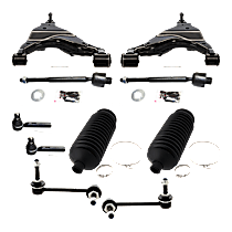 10-Piece Kit Front, Driver and Passenger Side, Inner and Outer Control Arms, Includes (2) Control Arm, (2) Steering Rack Boot, (2) Sway Bar Link, and (4) Tie Rod End
