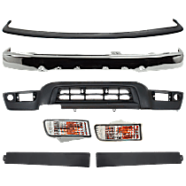 7-Piece Kit Bumper,  For Models Without Sport Package, Chrome, Sport Utility,  Includes (1) Bumper, (1) Bumper Trim, (2) Grille Assembly, (2) Turn Signal Light, and (1) Valance
