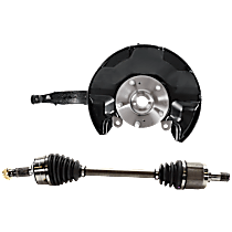 2-Piece Kit Front, Driver Side Loaded Knuckle, With Backing Plate, With Bearing, Includes (1) Axle Assembly and (1) Knuckle