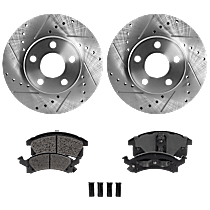 4-Piece Kit Front Brake Disc and Pad Kit, Cross-drilled and Slotted, 5 Lugs, 259.08 mm, S, 3.1L 6Cyl,  Includes (2) Brake Disc and (1) Brake Pad Set