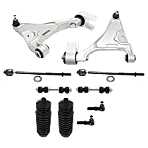 10-Piece Kit, Front, Driver and Passenger Side, Lower, Control Arm, Includes (2) Control Arm, (2) Steering Rack Boot, (2) Sway Bar Link, and (4) Tie Rod End