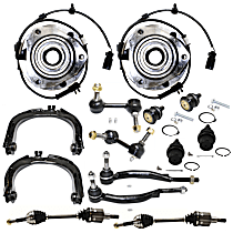 Front, Driver and Passenger Side Wheel Hub, 6 Lugs, With Bearing, With Sensor