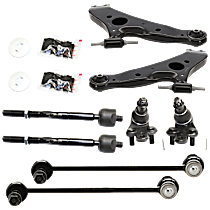 8-Piece Kit Front, Driver and Passenger Side, Lower Control Arm, Standard Design,  Includes (2) Ball Joint, (2) Control Arm, (2) Sway Bar Link, and (2) Tie Rod End