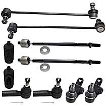 10-Piece Kit Front, Driver and Passenger Side, Inner and Outer, Lower Ball Joint,  Includes (2) Ball Joint, (2) Sway Bar Link, and (2) Tie Rod End